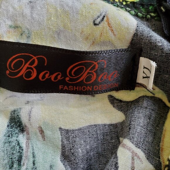 Tropical A Line Dress Women's M Sleeveless Summer Lemon Back Zip Knee Length - Picture 9 of 15